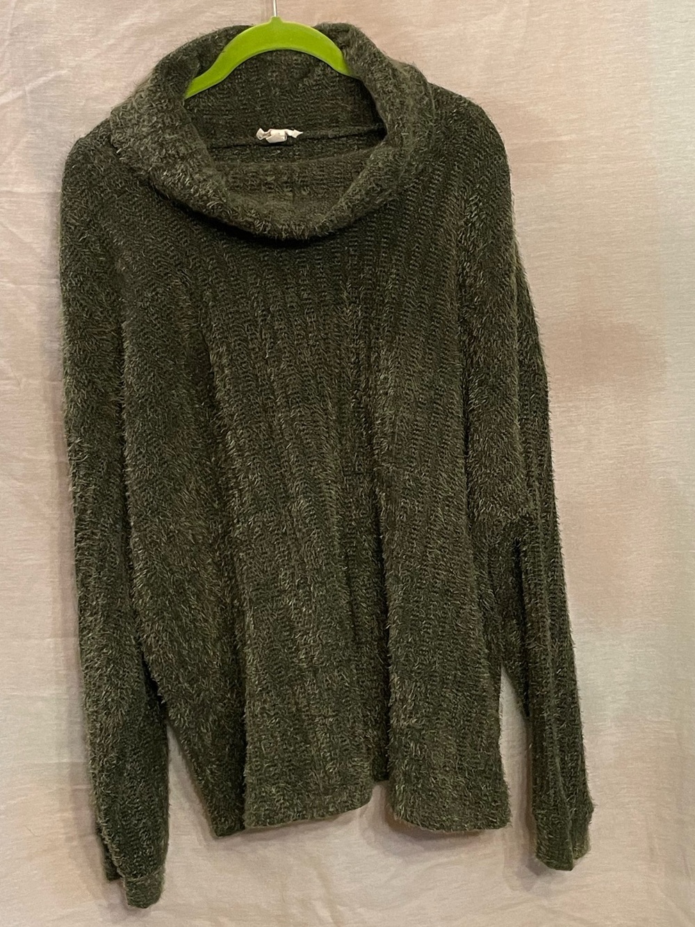Dark Green Chenille Cowl Neck Women's Sweater